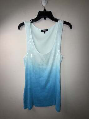 Express Pima Cotton Blue Ombre Sequin Embellished Tank Top